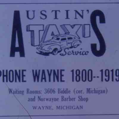 1947 Ad. 3606 Biddle. Austins Taxi Service