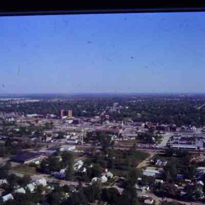 Aerial over Forest street looking NW