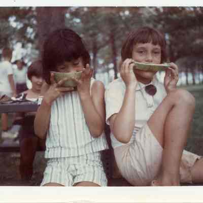 Two Girls Eating Watermelon