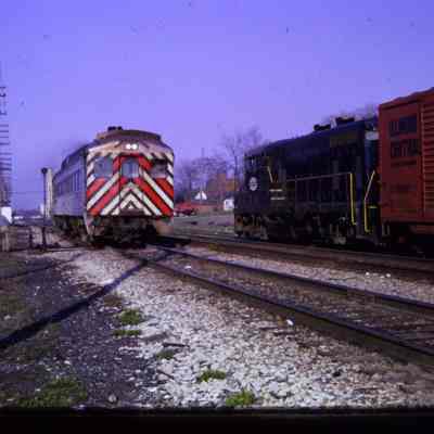 Trains, P.C Dearborn RDC Westbound rail diesel car in May 1969