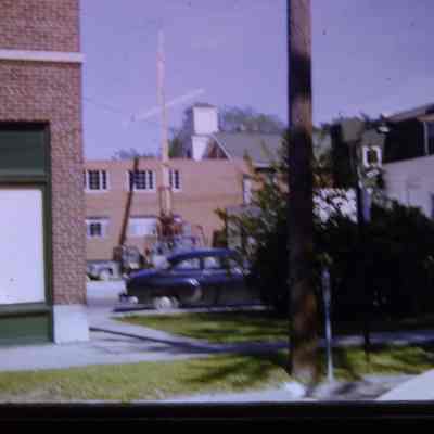 Side of Gerbstadt building, Congregational Church, Village Hall at right