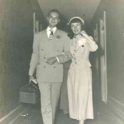 Murray and Bernice Millar in 1949. Probably going off on their Honeymoon.