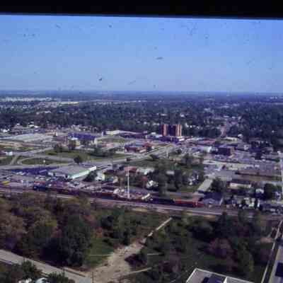 Aerial over 2nd street, looking NW