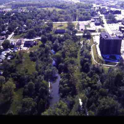Aerial over Rouge River, Sims and Wayne Road
