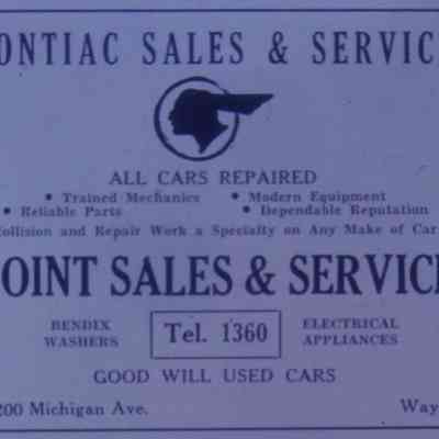 1947 Ad. Pontiac Sales and service. used cars