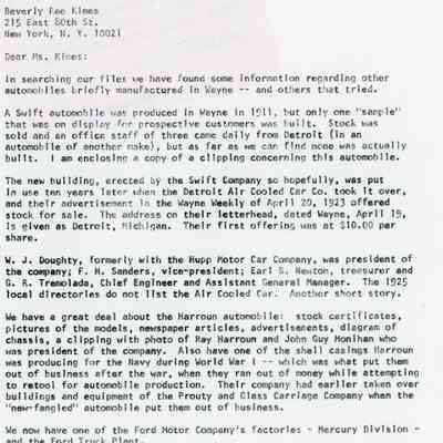 Letter between Mildred Hanchett, Museum Director and Beverly Rae Kimes