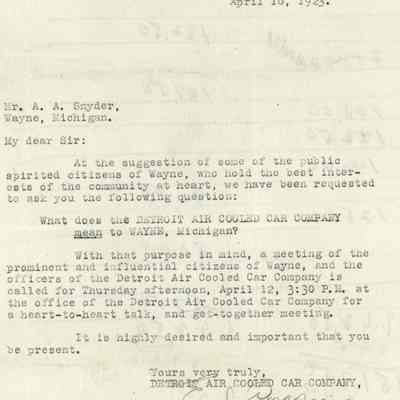 Letter to Anthony Snyder to get him to invest