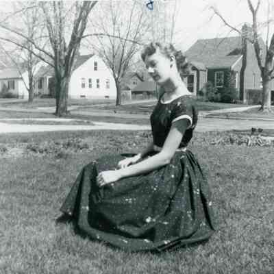 A sitting Pat Millar on April in 1955.