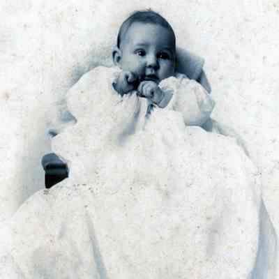 Mildred F. Place at 3 months old. She was the daughter of Clarence Place & Fannie Carpenter Place. Born in 1912, Died 2013.