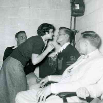 Lido Mussio, Pat Bingel, Bob paffel and Bill Sexton at Marilyn Johnson's Birthday Party on Oct. 4, 1953.