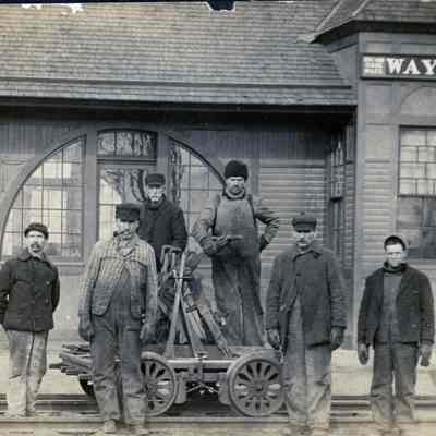 Workmen in front of Depot