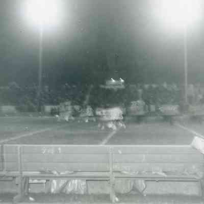 Wayne High Marching Band takes the field at Wayne Verses Ypsilanti Football Game on Oct 24, 1952.