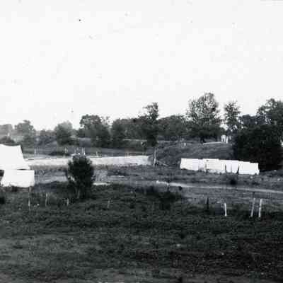 Tents in a field. Hoseracing track