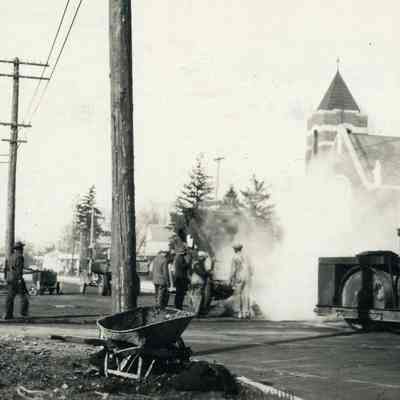 Comfort Station on left, St. Marys Church on Right