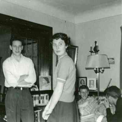 Phil Lamphey, Betty Claiborne and Ron Basham at Pat Millar's PJ Party on Oct. 23, 1953.