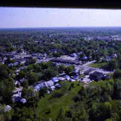 Aerial over Rouge River and Wayne road looking NE