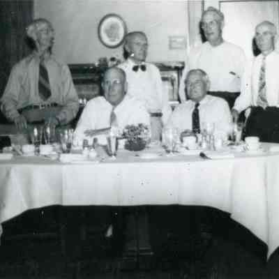 Chaffee Family; Joe Snyder on very left and Orrin Chaffee sitting on the left side.