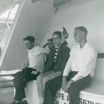 Lenard Elandt, Jerry Smith, Maxine Barton and Don Jacobs on May 29 on the boat departing from Detroit for the Senior Cruise.