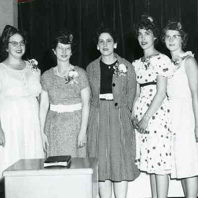 Phyllis Berier, C. Wright, Phyllida Holland, M. Surnenon, Pat Hone (new commander), Amanda Frey, M. Kietur