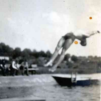 Back dive at Wayne's first outdoor pool.