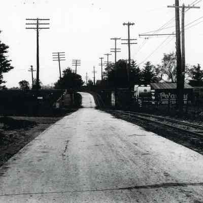 Michigan Avenue at the RR underpass, East of tracks looking West