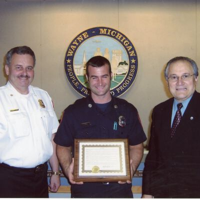 Firefighter getting an award