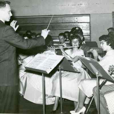 1958 Concert band playing at Graduation