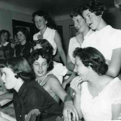 Susie Pringle, Annette Hartman, Shirley Hickey, Judy Spada, Holly Smith (back); Alice Nidrie, Carol Chedester, Sondra Anderle (front)