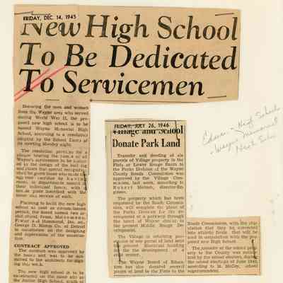 1945 article about naming Wayne Memorial