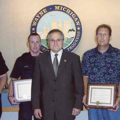 Chief John Williams, Officer Abe Hughes, Mayor Al, Mailman Dave Leahman, Chief Tim Reylonds