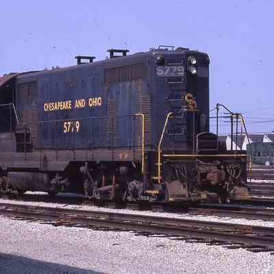 Chesapeake and Ohio Engine 5779 at Wayne. Gar Wood plant in background.