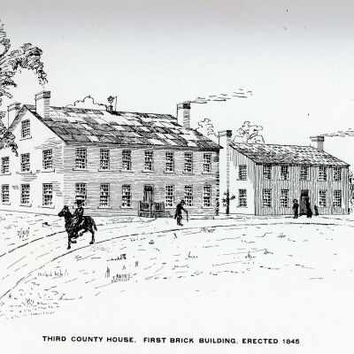 First brick building erected 1845