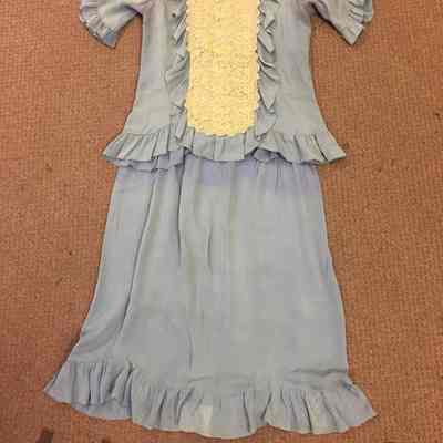 Blue crepe wedding dress