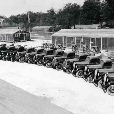 Camp Barracks and Trucks