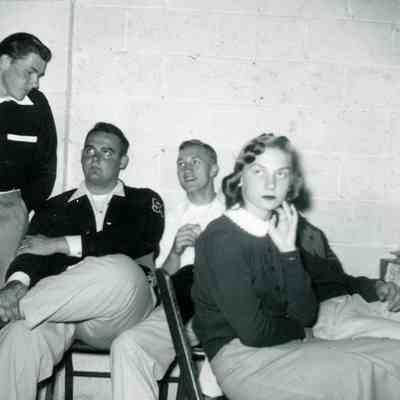 Warner McLean, Lido Mussio, Bill Sexton and Barb Haughwout at Marilyn Johnson's Birthday Party on Oct. 4, 1953.
