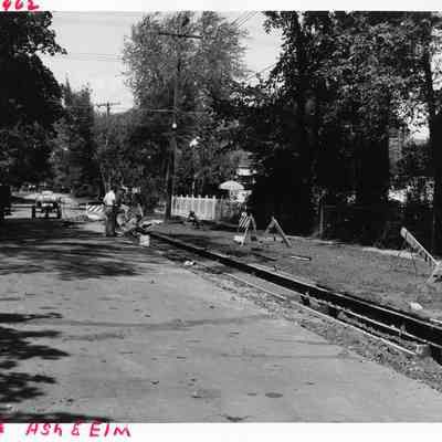 D.P.W doing work on East side of 3rd St. between Ash and Elm in 1962.