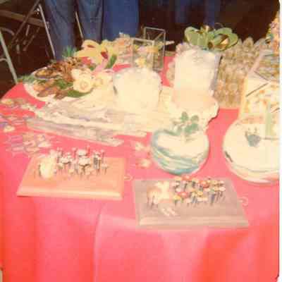 Table display at Green's Market in 1976