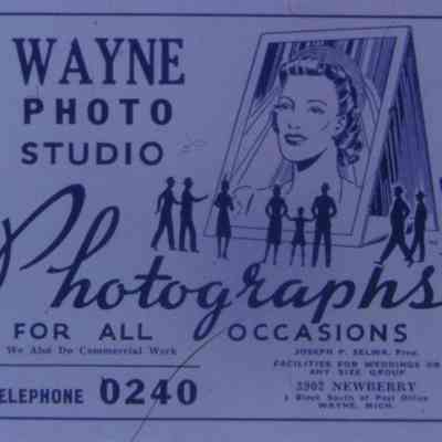 1947 Ad. Wayne Photography Studio. Joseph Selwa Prop.