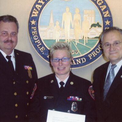 Firefighters and the Wayne Mayor