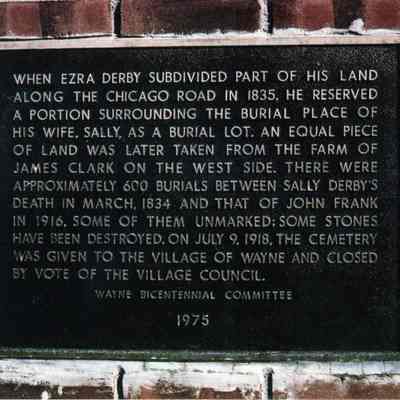 Old Wayne Cemetery Plaque