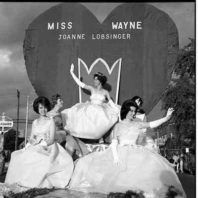 1963 Homecoming Parade Miss Wayne Float