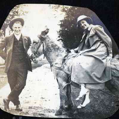 Ray and Ann with John Lunds' donkey.