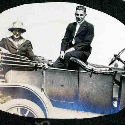 Ann and Ray return from tennis tournament, Portland, May, 1917.