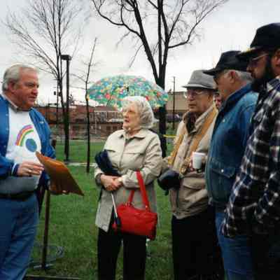 Planting memorial tree in Goudy Park