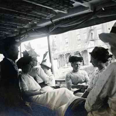 From L to R; Mr Sweinberger, Annabell, Annie Martin and Eva on Chatam, Ontario Trip on Aug. 21, 1914.