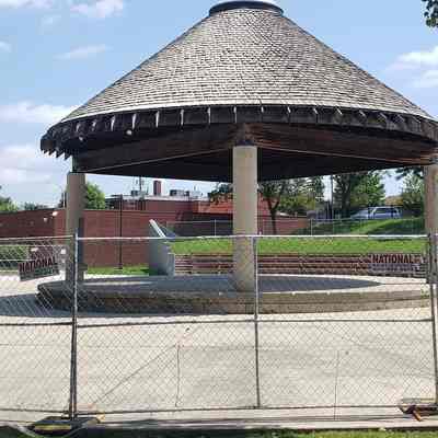 Amphitheater gated off before demolition 2023