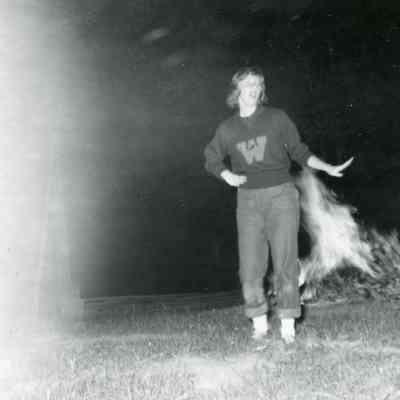 Pat Millar at the Midwest Cheerleads Camp at Smith & Walbridge in Syracuse, Indiana on June 19, 1953.