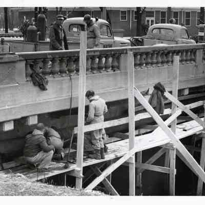 D.P.W working on Wayne Road bridge.
