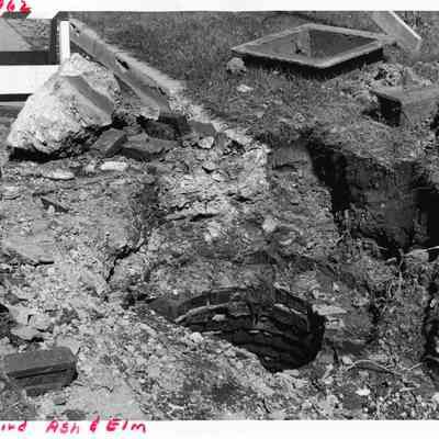 D.P.W doing work on East side of 3rd St. between Ash and Elm in 1962.