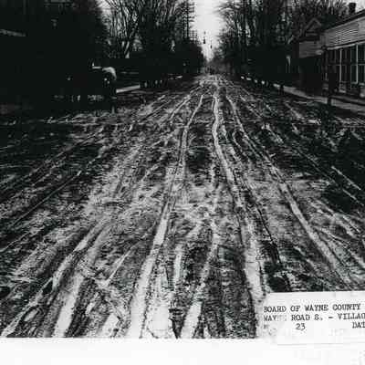 Wayne County Road Commissioners Photos of Wayne Road South, Taken 4-18-1919. Monroe Street looking South from Park Street.: Wayne County Road Commissioners Photos of Wayne Road South, Taken 4-18-1919